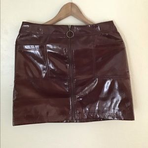 NWT Wine Pleather Mini Skirt